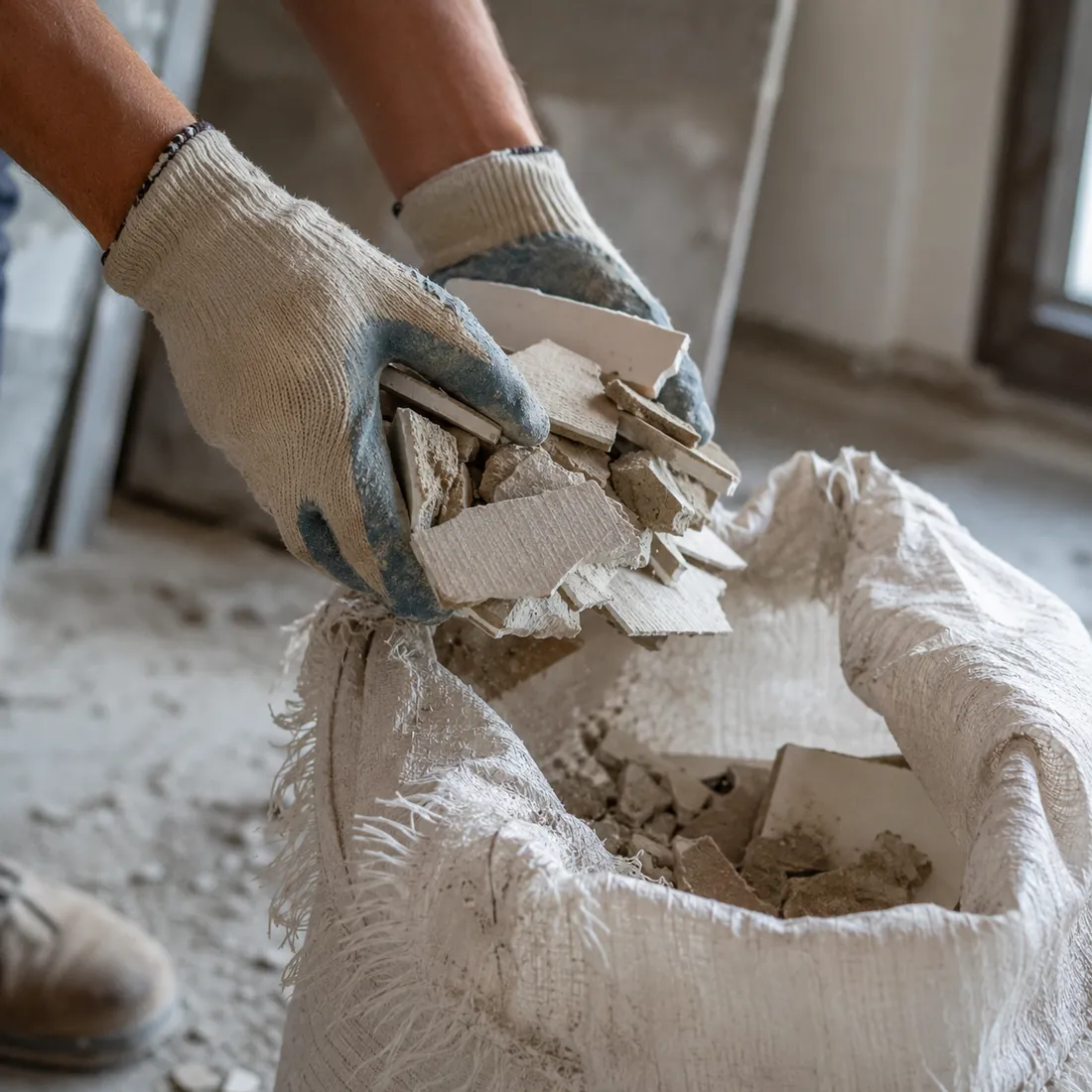 Bauschlussreinigung und Bauschutt-Entsorgung durch RSG Rhein auf einer Baustelle in NRW